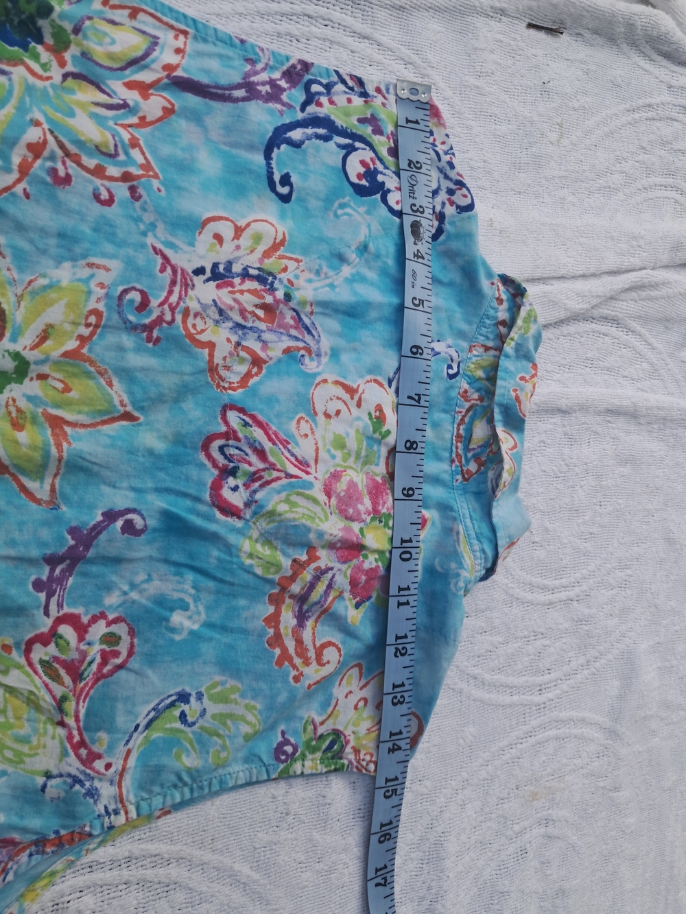 Ralph Lauren Turquoise Multicolor Floral Print Top - Picture 8 of 9